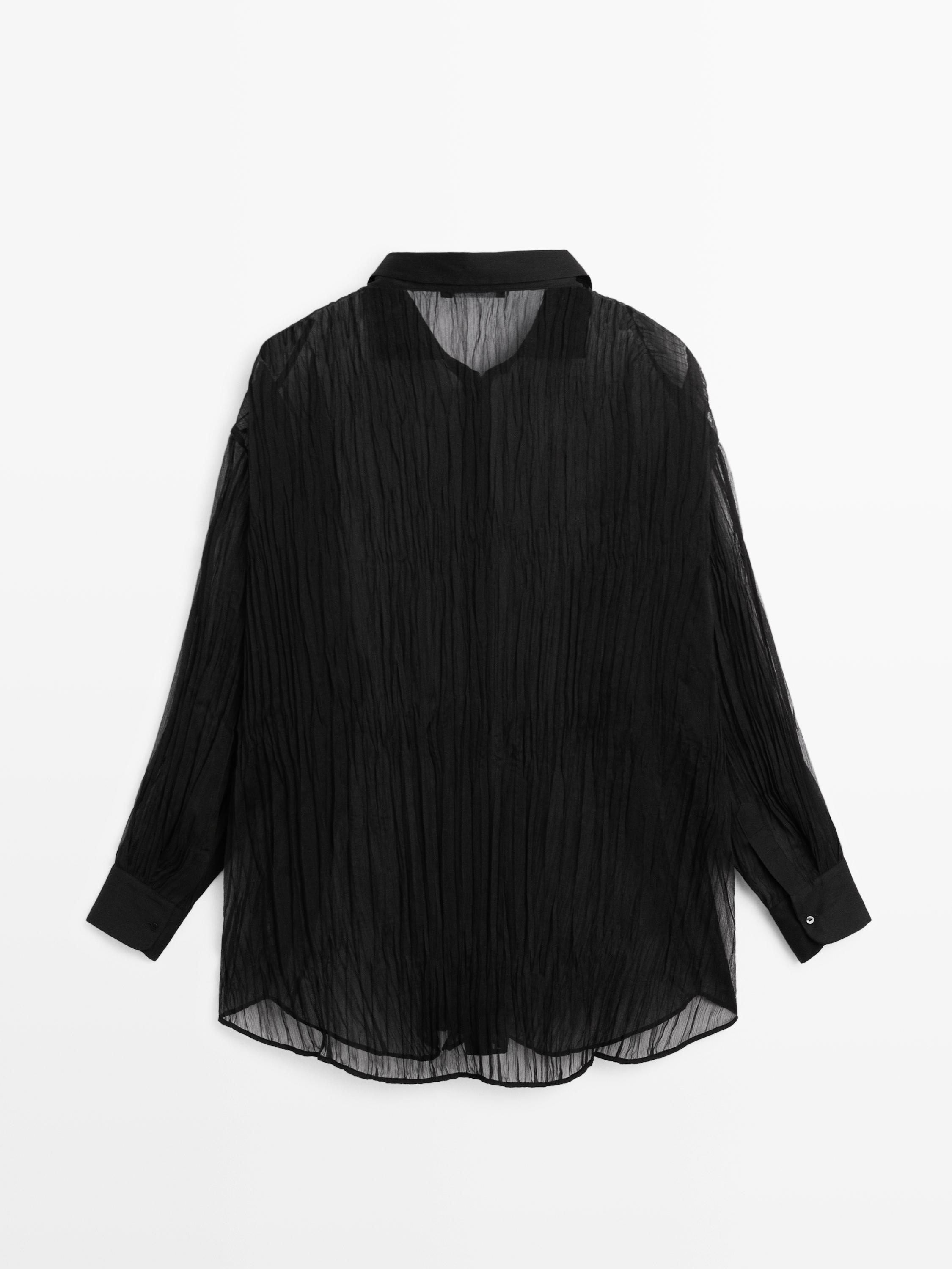 Long pleated loose-fitting shirt